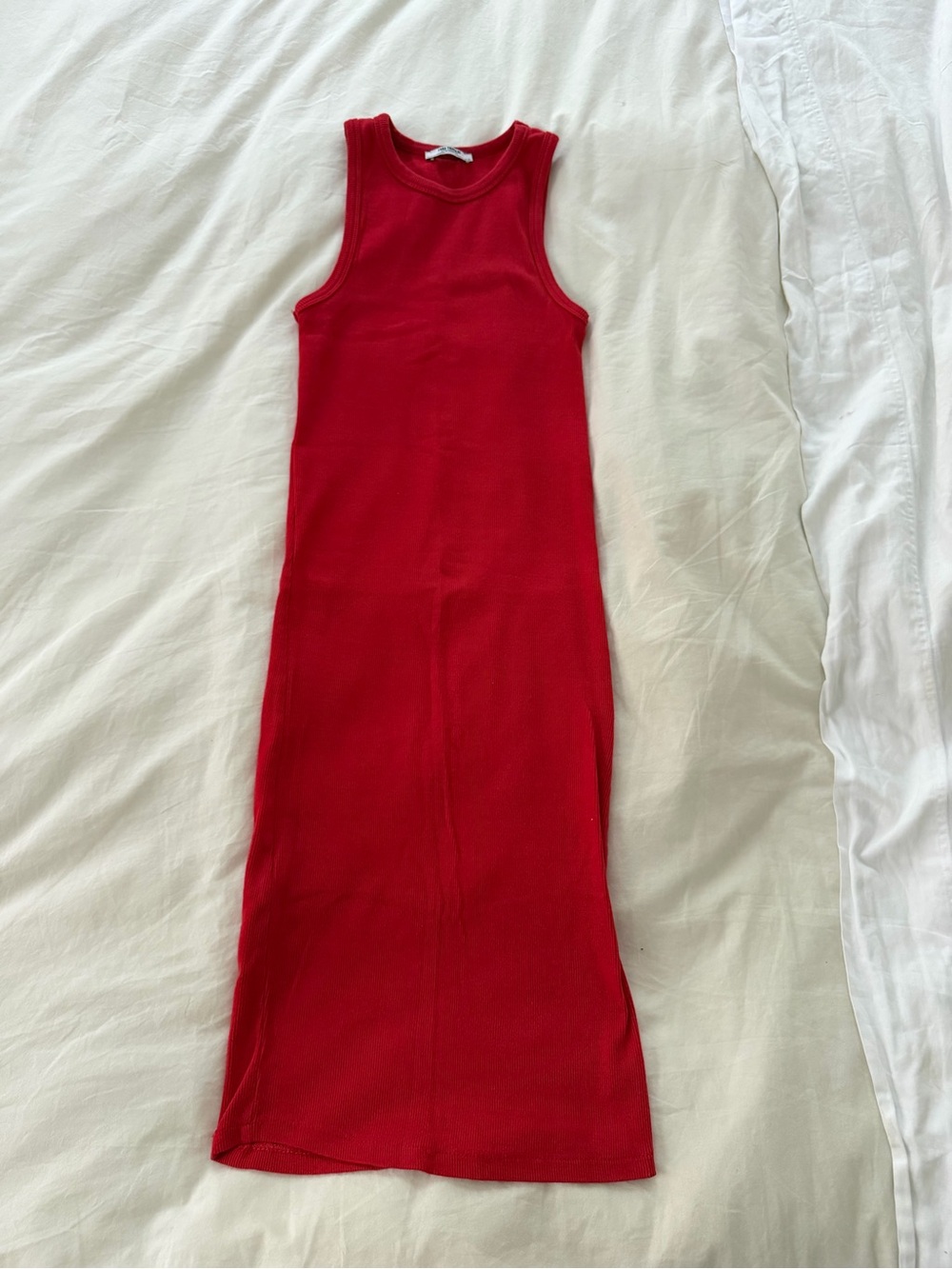 Zara Trafaluc Red Ribbed Tank Top